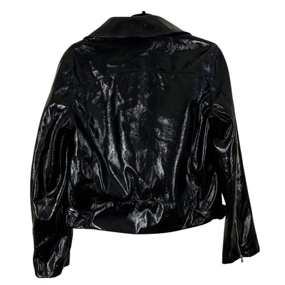 NWT ASOS Shiny Vinyl Black Moto Jacket - Picture 2 of 7